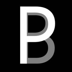 a P on a black background